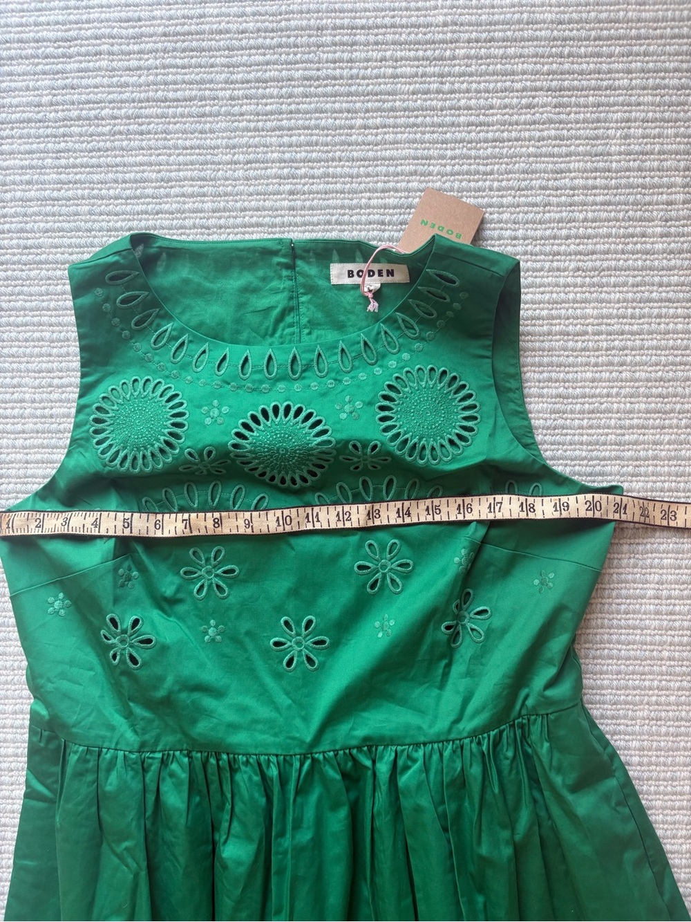 Boden dress NWT US 12 Lauren Broderie midi dress green, cotton, occasion dress - Picture 14 of 15